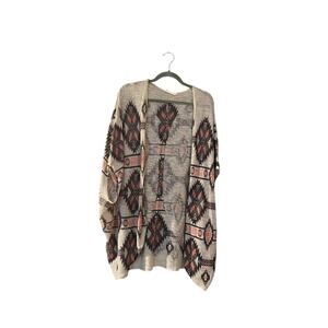 Blushed Open Knit Aztec Open Front Sweater 2XL Southwestern Western Bohemian